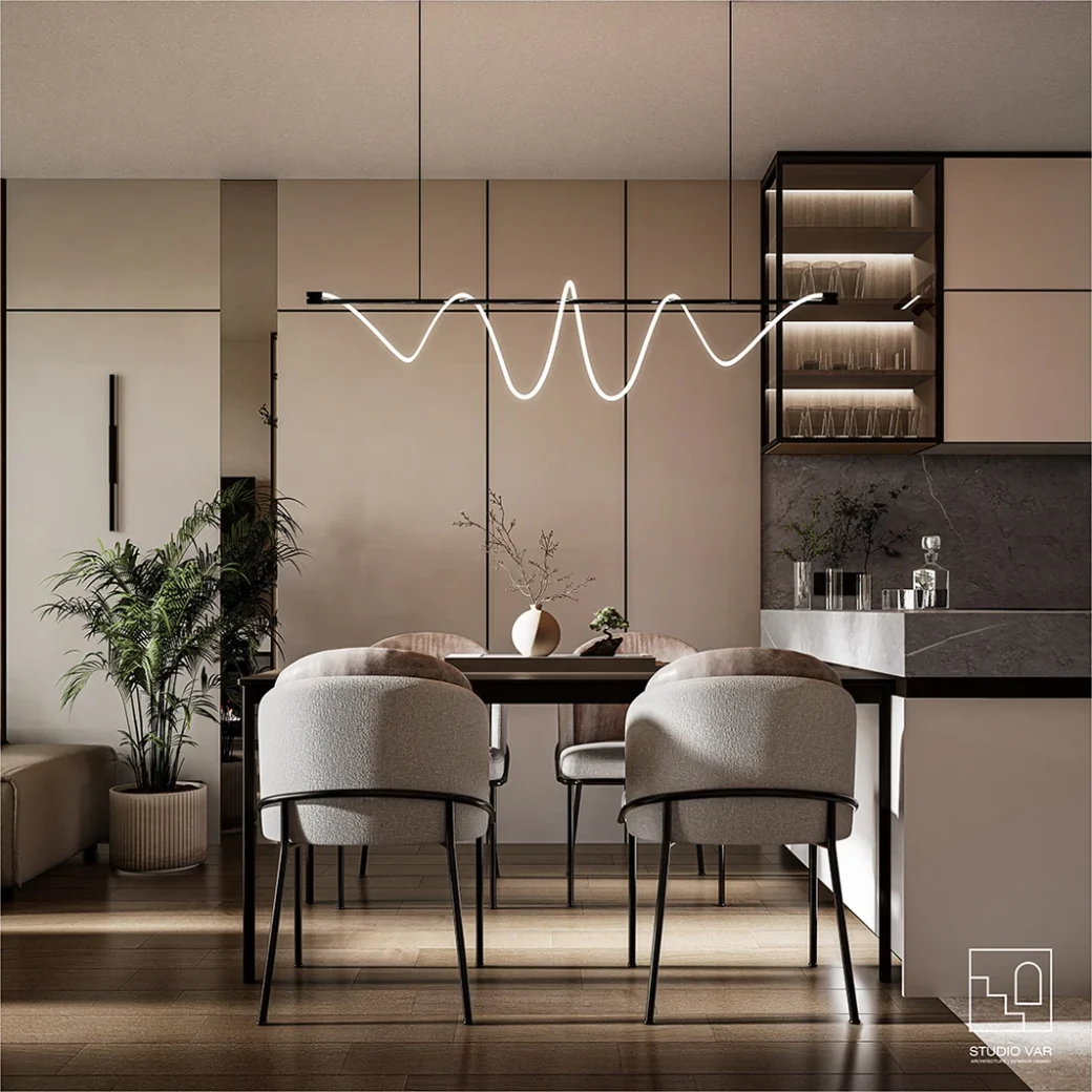 RING VALLEY — Warm minimalism for a couple who wanted one calm, continuous surface and everything else behind a door.