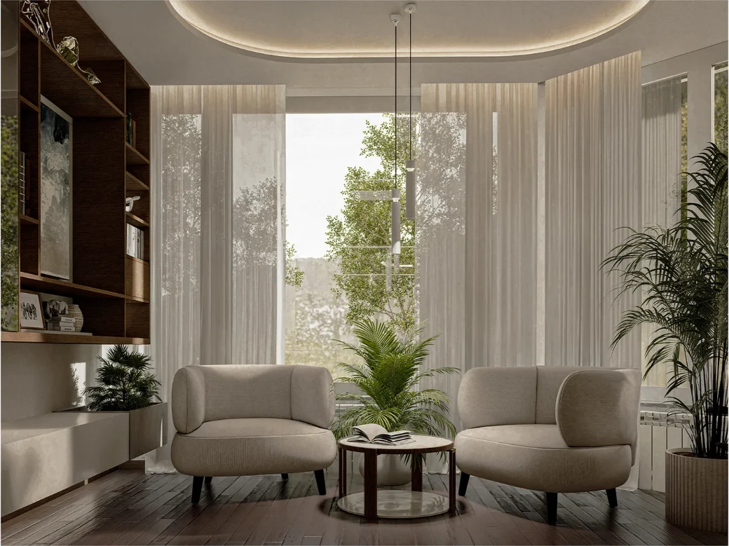 Panelled interior with warm neutral finishes from the Terra apartment