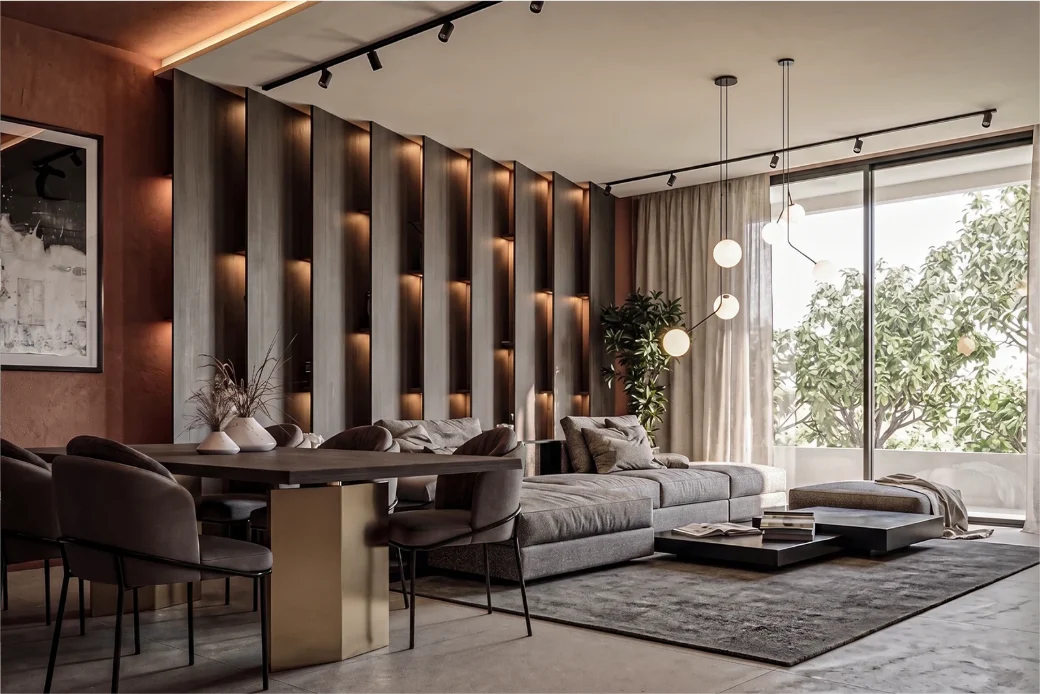 TERRACOTTA — Clay plaster, arched openings and timber screens give a contemporary house the warmth and shade of a Mediterranean courtyard home.